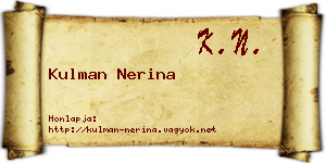 Kulman Nerina névjegykártya